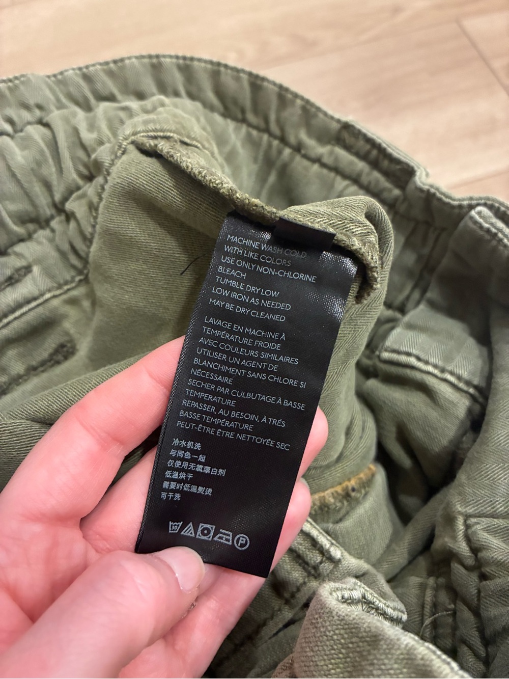 Free People Women’s Army Olive Green Washed Chino Trousers Cotton Size 10 - Picture 6 of 8